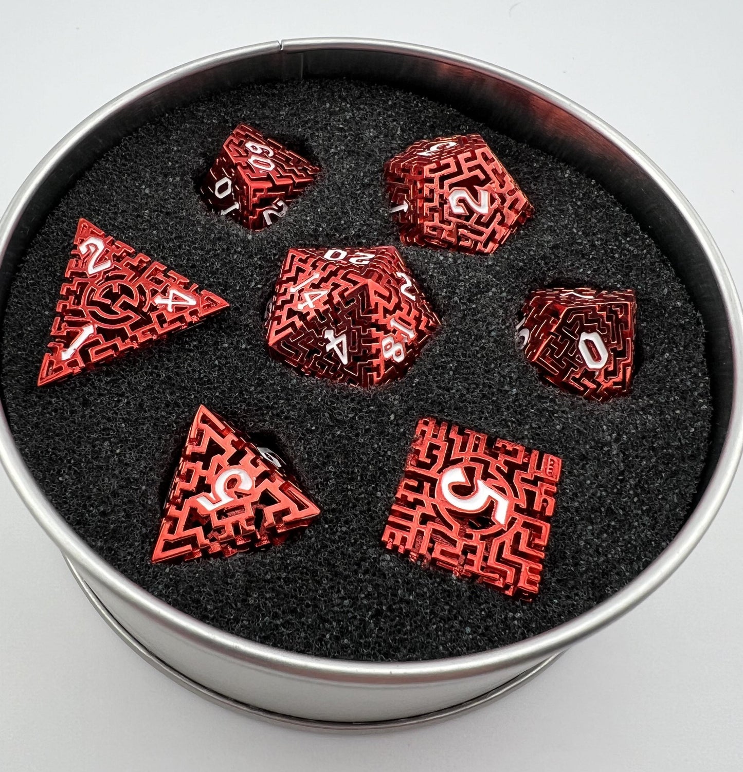 HL-01 Red, Labyrinth Series, Hollow-Metal Dice Set