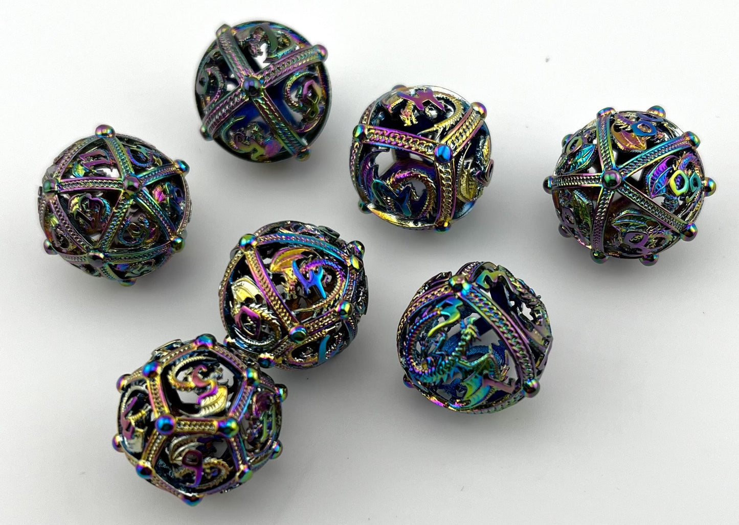 HS-01 Rainbow Spherical, Hollow-Metal Dice Set